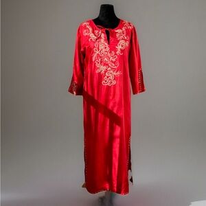 Chicos vintage gorgeous silk kaftan maxi dress size 2 (12) EUC